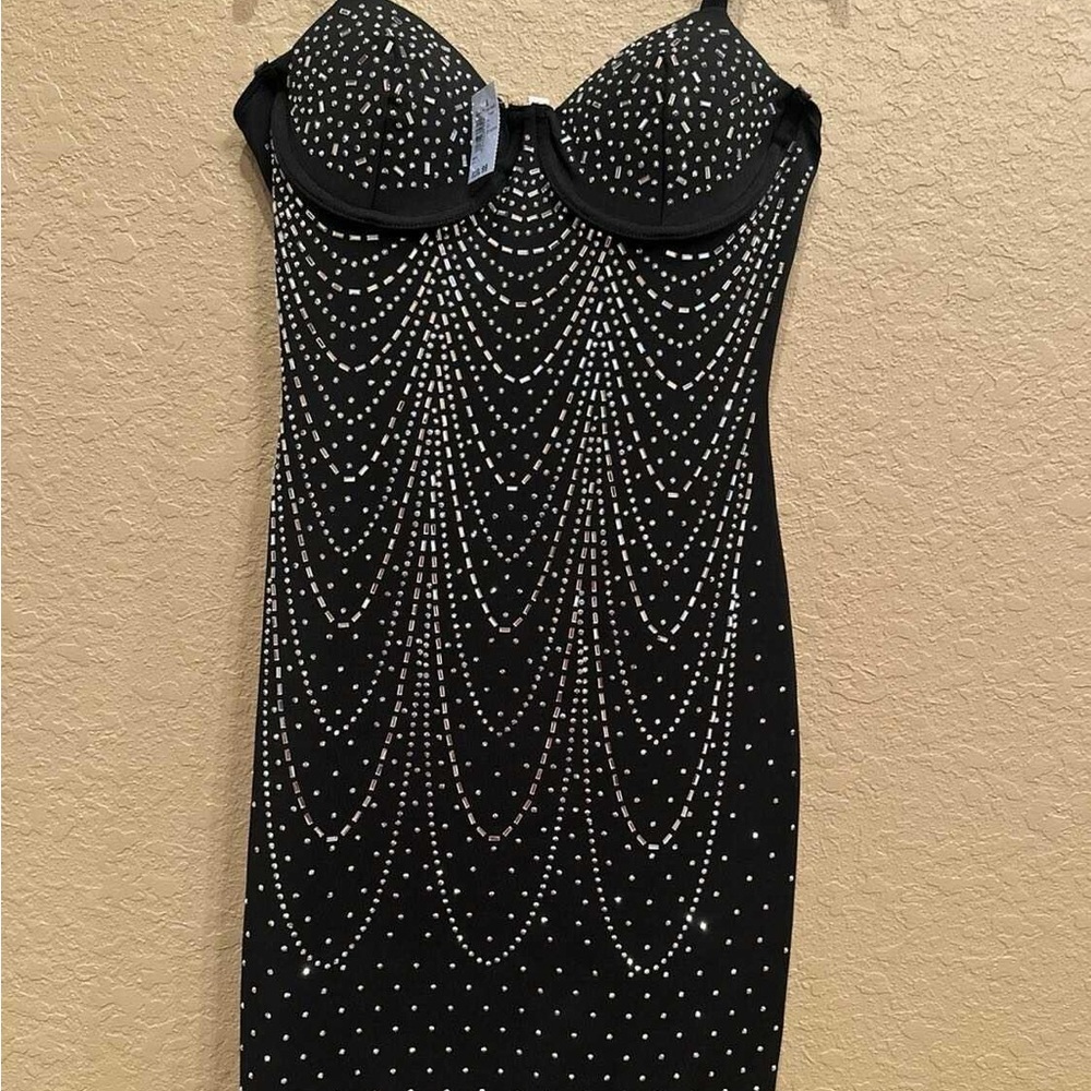 Elegant Black Beaded Dress